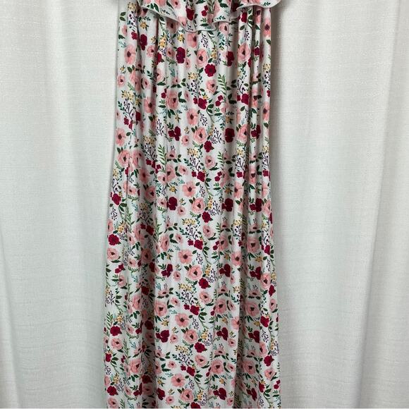 Busy Bees Smocks White&Pink Floral Off The Shoulder Maxi Dress Sz.L NWT - Picture 4 of 14